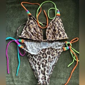 D&G Animal Print Bikini with Colorful Straps